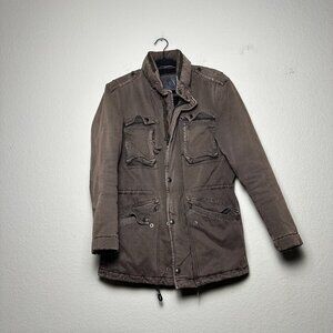 VTG Armani Exchange Designer Military Field Jacket Brown Zip Button Up Men S 90s